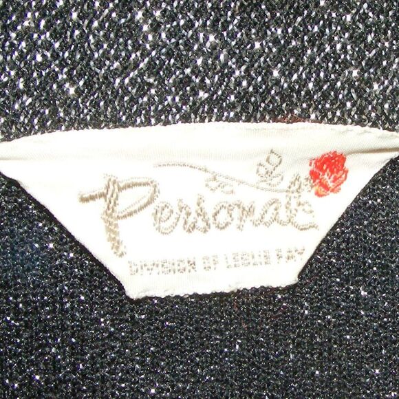 Vintage Top/Shirt-Jacket Set, S, 2pc, Silvery Sparkle, Rhinestone Buttons - Picture 10 of 12